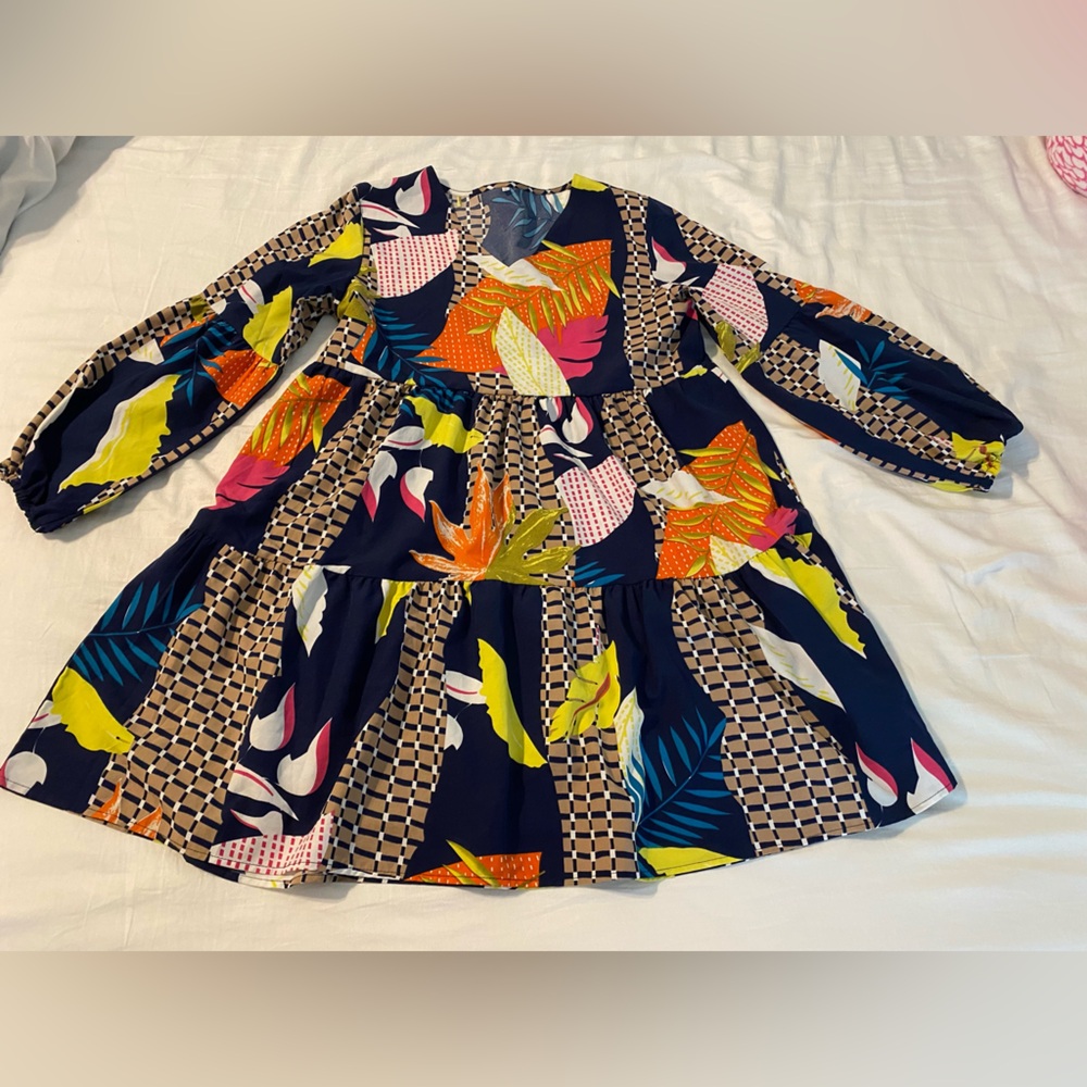 Colorful Patterned Long Sleeve Dress
